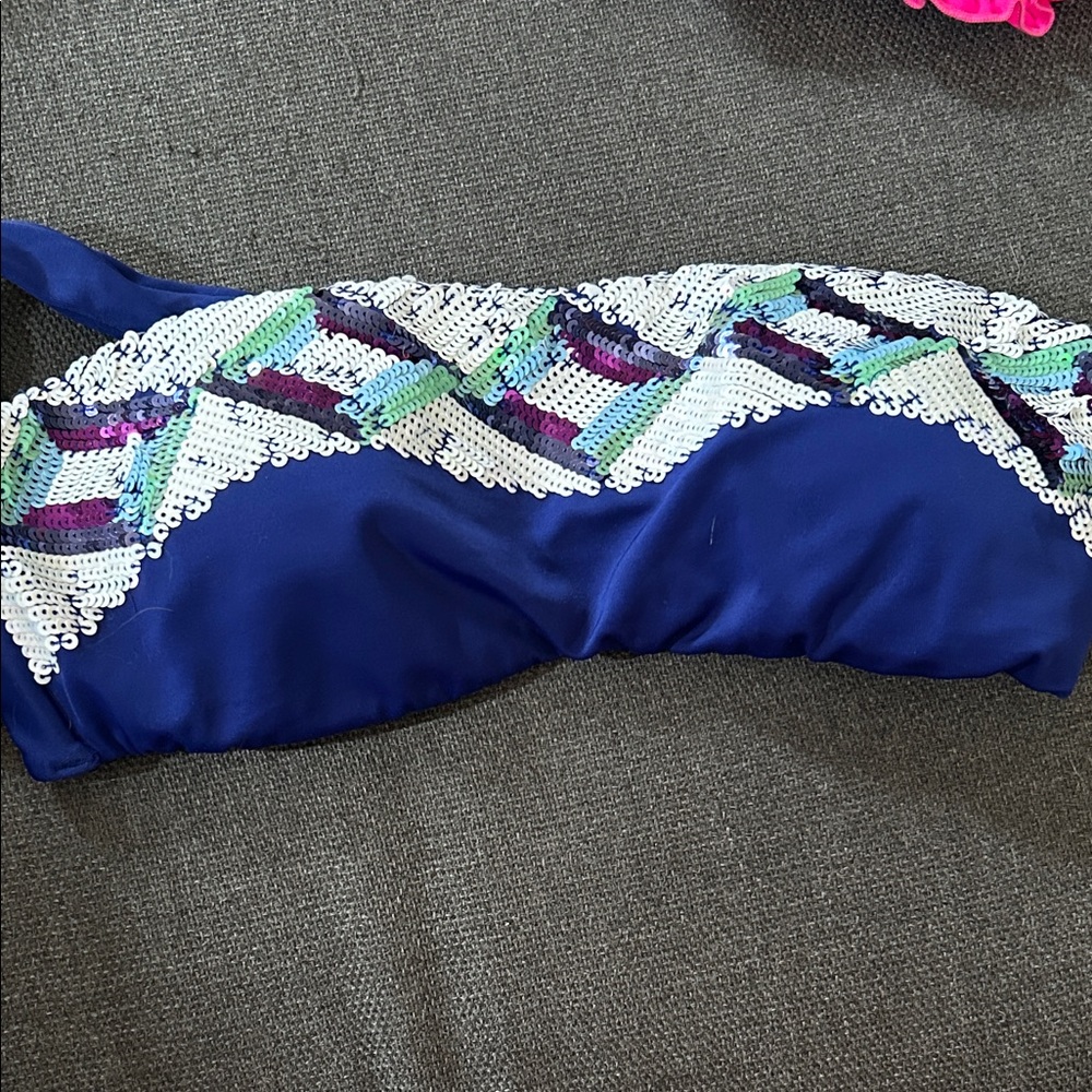Victoria's Secret Blue and White Bikini Top